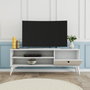 Hanah Home Retro 1564 Soporte TV 120cm Tablero Melamina Blanco Patas 15cm